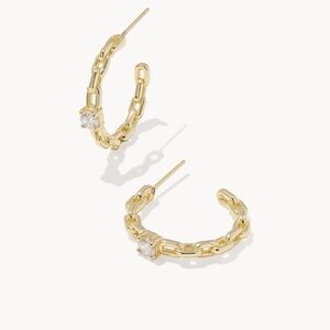 Kendra Scott Lexi Gold Small Hoop Earrings in White CZ